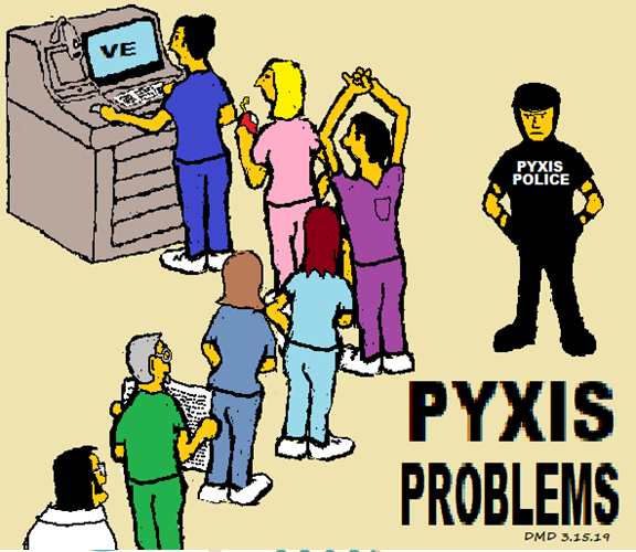 Nurse line at Pyxis dispenser