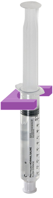 Syringe attached to PCMS holder